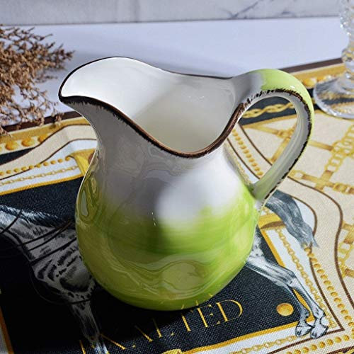 YAOSHER Plato Creamer, de cerámica con Mango, café Leche Creamer, Pitcher Pitcher Servir la Salsa de Jarra for la Cocina Placa(A(2PACK))