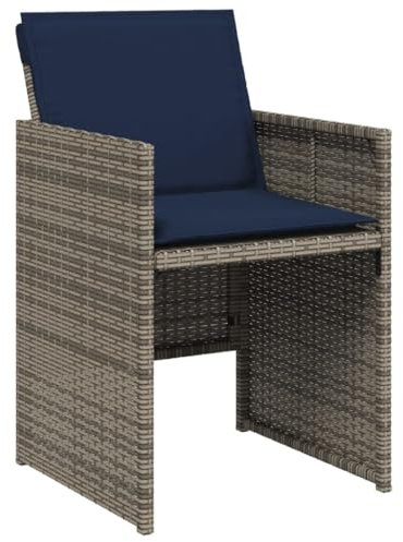 vidaXL Lot de 4 Chaises de Jardin avec Coussins, Siège d'Extérieur, Fauteuil de Terrasse, Meuble de Balcon Patio, Gris Résine Tressée