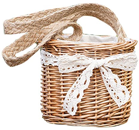 Yardenfun Rattan Gewebter Aufbewahrungskorb Mit Griff Vielseitiger Blumenkorb Für Hochzeiten Und Süßigkeiten Rustikales Design Für Zuhause Als Dekorative Lösung