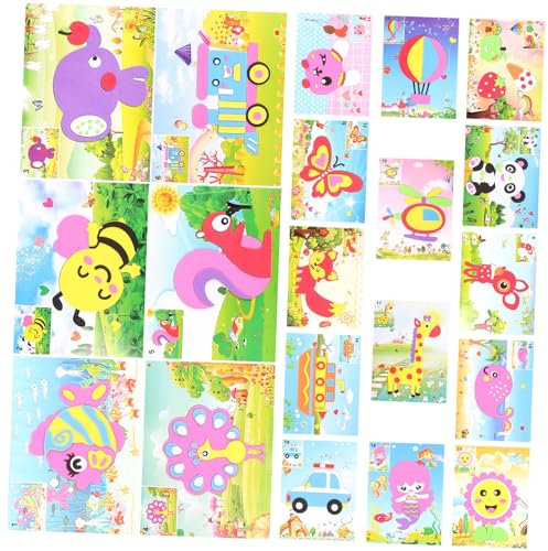 TOYANDONA 2 Sets Mosaik-Aufkleber-Spielzeug für Kinder Pädagogisches Bastelset Aufkleberkunst Eva-Material Sichere Helle Muster für Kinder Im Vorschulalter 20 Stück