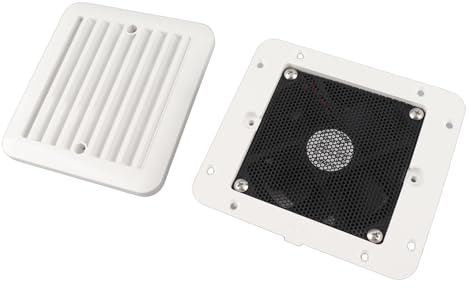 Luocute RV-Seitenlüftungsventilator, 5,51 X 5,12 Zoll, 2,4 W, 12 V, Geräuschloser Wind, Luftentlüftung, Abluftventilator für Wohnwagen, Wohnmobil, Camper, weiß,