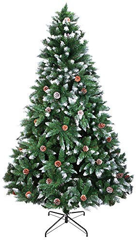 LALAHO Weihnachtsbaum mit Tannenzapfen, Künstlicher Weihnachtsbaum 150 cm mit 700 Spitzen, Schwer Entflammbar, Schnellaufbau-Klappsystem, für Tischdeko, DIY, Schaufensterdekoration