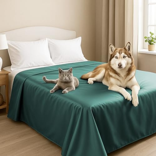 Byour3 - Cubrecama Doble Super Impermeable Animales Colcha Antimanchas Antimoho Protección Cama Individual Queen Size Anti Pelo Gato Perro Niños Manta Lavable (Petróleo, 230x275cm - Cama 135)