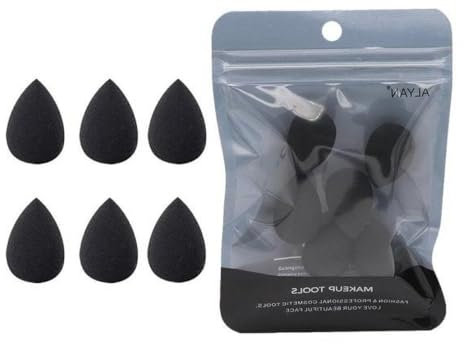 6Pcs Black Mini Makeup Sponge,Small Beauty Sponge Blender Set for Foundation, Powder, Concealer Highlight,and Eye Shadow，Blenders Sponges Makeup Tools