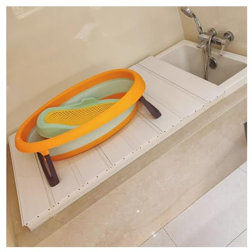 Bandeja Bañera Cubierta De Bañera Tablero De Polvo Plegable Tapa Baño Bandejas for Bañera, Aislamiento Estante Almacenamiento Baño Cubierta A Prueba Polvo, 1,2cm Espesor Plegable(75x135x1.2cm)