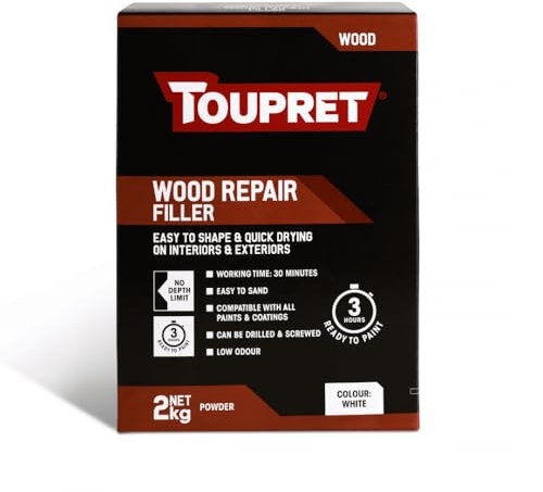 Toupret - Quick Drying White Wood Repair Filler - 2Kg