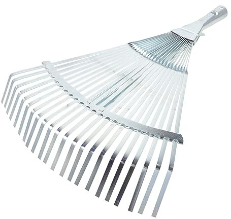 HOMSFOU Râteau à Feuilles en Métal Réglable 22 Dents Extensible pour Jardin Pelouse Et Cour, Râteau De Jardinage Robuste Polyvalent pour Entretien Extérieur, Outil Léger Portable