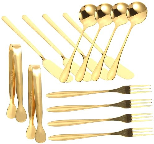 Gatuida Set Couteaux à Fromage Inoxydable Multifonction Couteau Beurre Cuillère Café Fourchette Dessert Et Pince Sucre Pour Cuisine Et Service