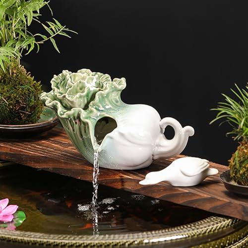 Fontaine de jardin en plein air Gargouille pour étang Jeu d'eau, DIY Pot en céramique Décoration, Système De Circulation Eau Relaxant, pour Aquarium Et Extérieur(22*11.5*13cm/8.7*4.5*5.1in)