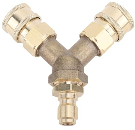 ZYLARUM Pressure Washer Tee Splitter | 3 / 8in Quick Connect Brass Coupler for Car Washing/High Pressure Cleaners | 3 - Way Connector with Leak - Proof Design