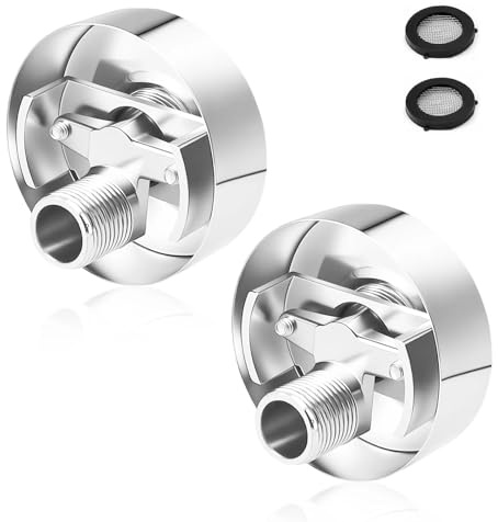 LINTRA 2 Stück Duscharmatur Adapter Verstellbar, Messing Duscharmaturen Anschluss Badezimmer Adapter, 1/2 auf 3/4 Zoll Kurzer Duscharmatur-Adapteren, für Einstellen Wasserventils