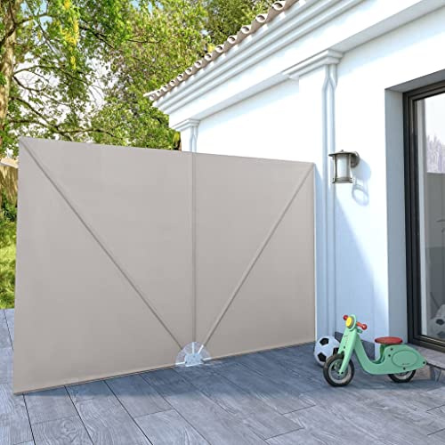 HaoChrymec Faltbare Seitenmarkise aus Polyester, UV-beständig, Wasser- und schmutzabweisend, Sichtschutz Balkon, Balkon Markise, Freistehende Markise, Creme, 300 x 200 cm