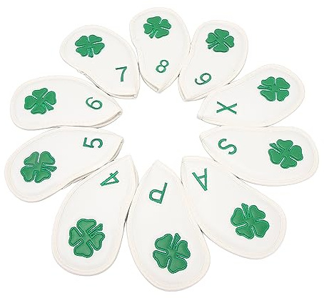 Spacnana Golf Iron Head Covers Set 10pcs PU Leather Club Protectors for 4-PW A S X Irons, Durable Travel-Ready Golf Club Headcovers with Easy-On Tape (White)