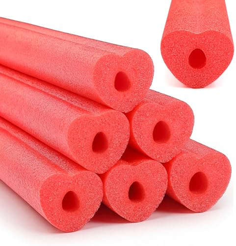 Hollowfly 6 Pack 2.75 Inch Heart Jumbo Pool Swim Noodles 47 Inch Large Hollow Foam Noodles for Swimming Floating, Exercise, and Pool Fun Decoration Craft(Red)
