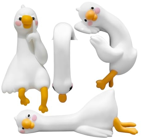 Furtryvl Mini Resin Goose Figurines 4 Pieces Tiny Funny Silly Goose Desktop Statue Computer Monitor Decor Figurines For Car Dashboard Decor Interior Rearview Mirror Accessories Home Office Decoration
