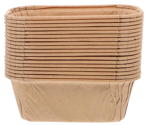 Uonlytech 50 Vasos de Papel para Hornear Cupcakes y Muffins, Moldes Rectangulares Color Caqui para Tartas y Pasteles de Gasa, Paquete de 50 Unidades, Papel Seguro y Versátil para Repostería