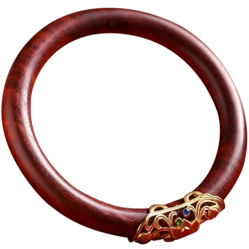 DOITOOL Pulsera Étnica de Madera Marrón Redonda para Mujer, Brazalete Vintage Artesanía y Diseño Cómodo para Ocasiones Navideñas