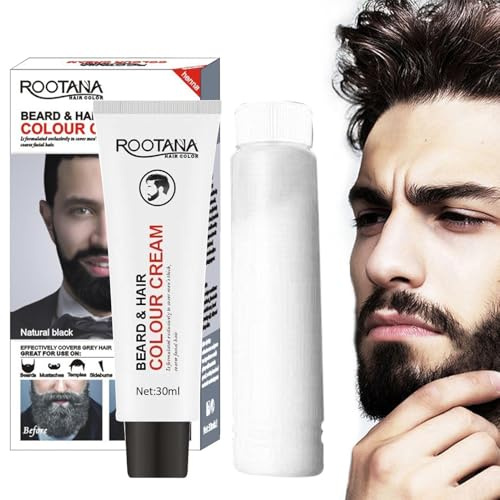Kit de teinture pour barbe et moustache pour homme, 60 ml, shampooing noir | et marron pour cheveux gris, couleur naturelle sans irritation pour homme