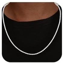 GWH 925 Sterling Silver Necklace Chain, Unisex Long Solid Thin Twist Rope Chain. Ideal For Layering. A Fine Jewellery Gift For Men, Available In 18/20/22/24 Inch Lengths.
