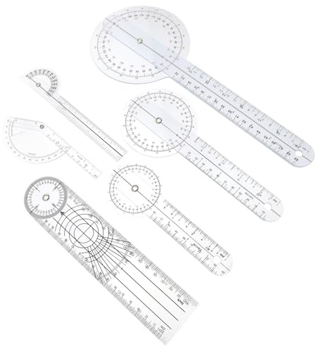 CHICAMPERA Set 6 Pezzi Goniometro Ortopedico in Plastica Righello Angolare Rotante 360 Gradi per Valutazione Medica e Misurazione Articolazioni Paziente