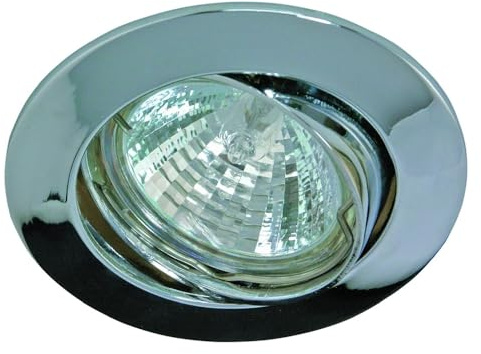 Rutec Alu-Druckguss-Einbaustrahler für MR16, IP20, Ø 8.2cm, mit Sprengring, ohne Fassung, schwenkbar, Chrom