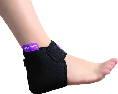 Pekatherm | Vendaje Térmico para el Tobillo con Batería de Litio | Tamaño 16 x 13 cm | 12 W de Potencia | Ayuda a Reducir el Dolor de las Articulaciones | Color Negro AE804