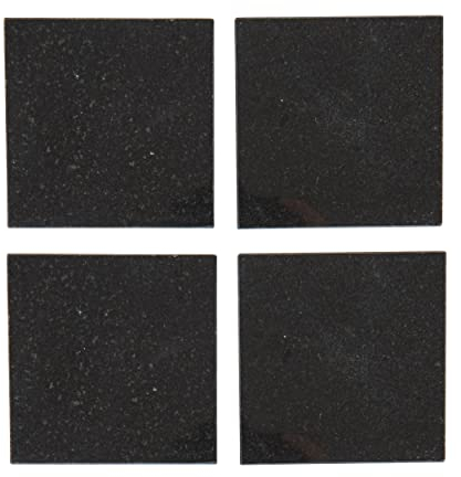 Creative Tops Coasters Set of 4, Pure Granite Coasters for Drinks and Dinking with Cork Back Mats, Set of 4, 10cm (4''), Black