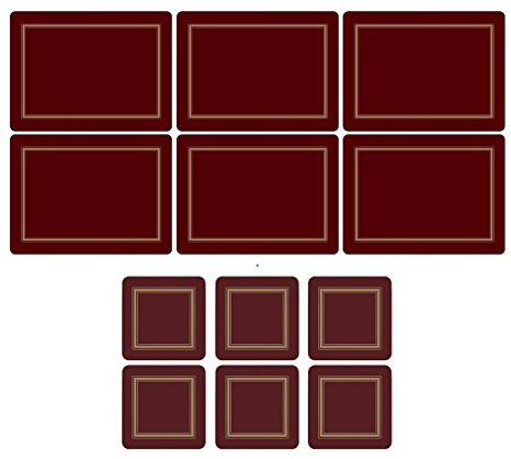 Pimpernel 6 x Platzsets und 6 x Untersetzer, Klassisch,e Burgunderfarben, 6 + 6 Untersetzer