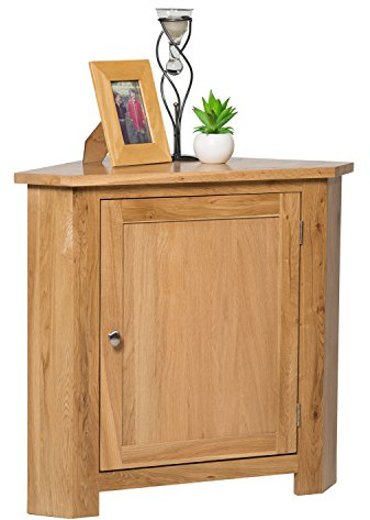 Hallowood Furniture Waverly Eiche Kleiner Eckschrank Massivholz 1 Tür Kleiner Schrank mit Verstellbarem Regal Helle Eiche Kleiner Aufbewahrungsschrank Eckeinheit für Wohnzimmer Schlafzimmer