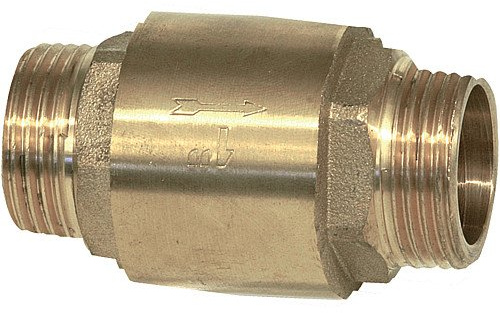 Eurotherm Rckschlagventil-Schwerkraftbremse 1 1/4 Zoll Auengewinde beidseitig, Messing, Kunststoff, DN32, 10 bar, 110C, Braun