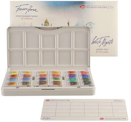 White Nights Watercolour - Set de 24 acuarelas, Caja de plástico