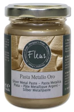 FLEUR DESIGNER'S PAINT | Pasta Metallizzata, 130 ml, Colore Oro, Base Acqua, Aspetto Molto Denso, Liscio e Lucidissimo. Dona Volume e un aspetto Scintillante a ogni creazione.