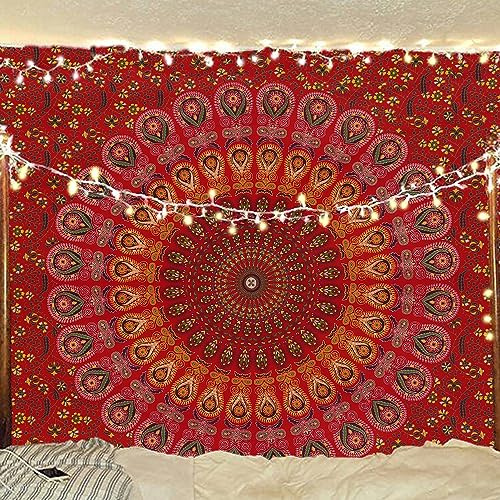 Bless International-Organic-Cotton-Golden-Red-Handmade-Mandala-Tapestry