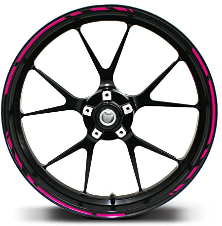 Felgenrandaufkleber Speed Design 12 Teilig Komplett-Set -Finest Folia passend für 17 Zoll & 161819 Felgen Motorrad Auto Fahrrad MR002 (Neon Pink)