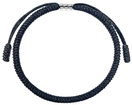 LAMIBEE Black Lucky Bracelet, Hand Braided Rope Thread, Surfer Protection Bracelet, Wrist Wrap Bracelet, String Rope Bracelet for Him Her, Women Men (Black)