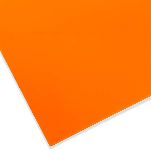 PLEXIGLAS® GS, 3 mm dick, 25 x 50 cm, Orange Opak (2H02) | Farbiges gegossenes Acrylglas mit transparenter Wirkung; gut geeignet für Lichtobjekte, Modellbau, Displays und Zuschnitte
