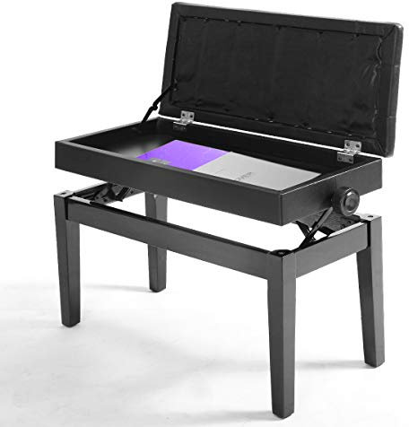 DREAMADE Klavierhocker Höhenverstellbar, Piano Hocker Keyboardbank Klavierstuhl mit Stauraum, Schminkhocker Klaviersitz aus Stahl, Sitzhocker Sitzbank Pianobank für 2 Personen, Schwarz