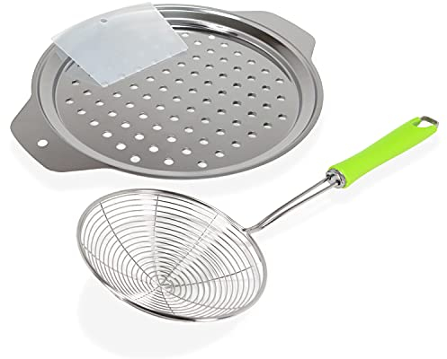 Tahanson Stainless Steel Crafted German Spaetzle Swiss Knoepfle Dumpling Egg Noodle Maker Lid Complete with Wire Food Skimmer and Scraper