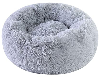Haustier Hundebett Warmes Fleece Runder Hundezwinger Haus Lange Plüsch Winter Haustiere Hundebetten Für Mittelgroße Hunde Katzen Weiche Sofamatten-grau,40cm