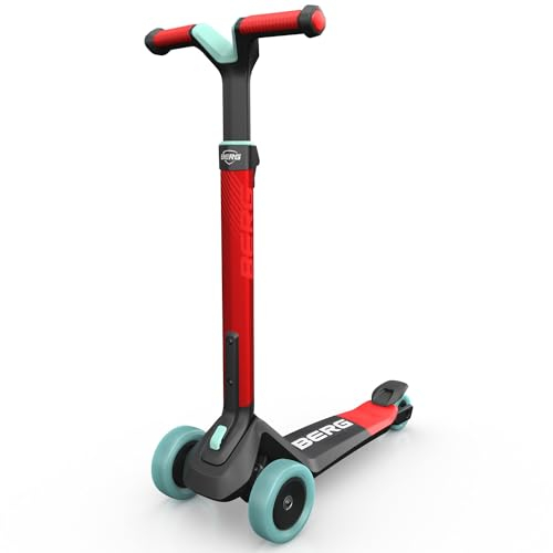 BERG Nexo Kinderroller Kinderscooter faltbar ab 2 Jahre | Höhenverstellbarer Tretroller Scooter | Dreirad Roller für Kinder Jungen & Mädchen, bis 12 Jahre | Farbe: Rot