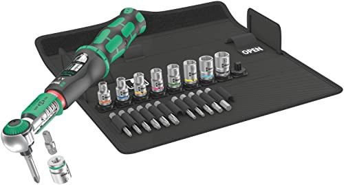 Wera 05075832001 Safe-Torque A 2 Set 1, Jeu de clés dynamométriques, avec emmanchement hexagonal 1/4, 2-12 Nm, 23 pièces, Noir-vert