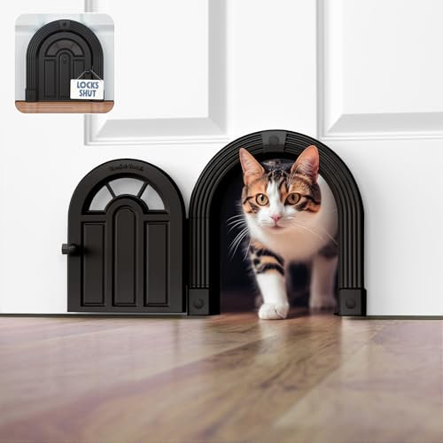 Cat Door for Interior Door - No-Flap Design for Cats Up to 20 lbs, Easy DIY Setup, Secured Installation in Minutes, No Training Needed