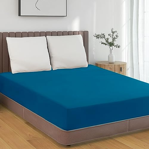 HENGWEI Bettlaken 150x200 mit Elastischem Boxspring Spannbettlaken Mikrofaser Spannbetttuch 140x200 bis 30cm Matratzenhöhe Weiche Matratzenauflage, Grau und blau