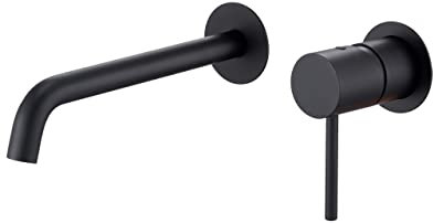 MIICE Rubinetto da incasso monocomando per lavabo con montaggio a parete rubinetti da bagno per lavabo - Colore nero opaco SERIE MONZA GLM039/NG