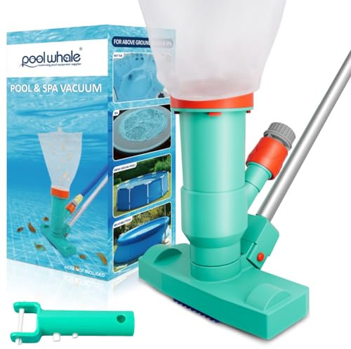 Premium Pool Vacuum Jet Underwater Cleaner, 3 Scrub Brushes, 2 Fine Mesh Bags, 6 Section Telescopic Pole of 56.5 and Handle - for Above Ground Pools,Spas & Ponds