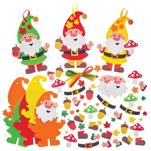 Baker Ross FX560 Herbst Gnome Moosgummi Mix & Match Bastelset, 8er-Pack, kreative Figuren zum Kombinieren und Gestalten
