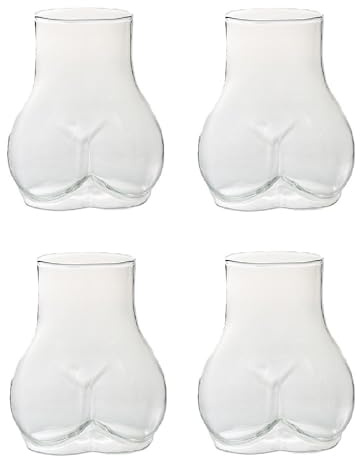 Zankie 1/4/6 Pièces Tasses en Verre en Corps – Verres À Bière en Fesses Drôles, Verre À Cocktail, Tasse Créative pour Fête Au Bar À La Maison, 450 L