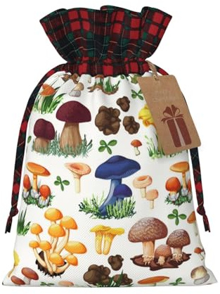 WURTON Japanische Malerei-Pilz-Druck, Weihnachtsverpackung, Geschenktüte, Hochzeitsgeschenke, Urlaubsgeschenke, Kordelzug, Weihnachtsbeutel