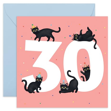 CENTRAL 23 Geburtstagskarte zum 30. Geburtstag für Frauen – schwarze Geburtstagskatzen Alter 30 – Ehefrau – Mutter – Schwester – Geburtstagskarte – Happy Thirtieth Birthday Grußkarte weibliche Freunde