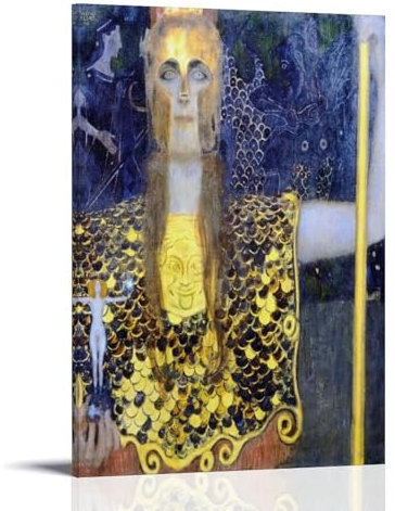 Gustav Klimt Pallas Athene Poster Pallas Athene gemalt von Gustav Klimt im Jahr 1898, Leinwanddruck, Kunstposter, Rahmen, 30 x 45 cm